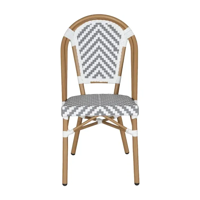 Chaise de bistrot RIVOLI - chevron blanc / gris