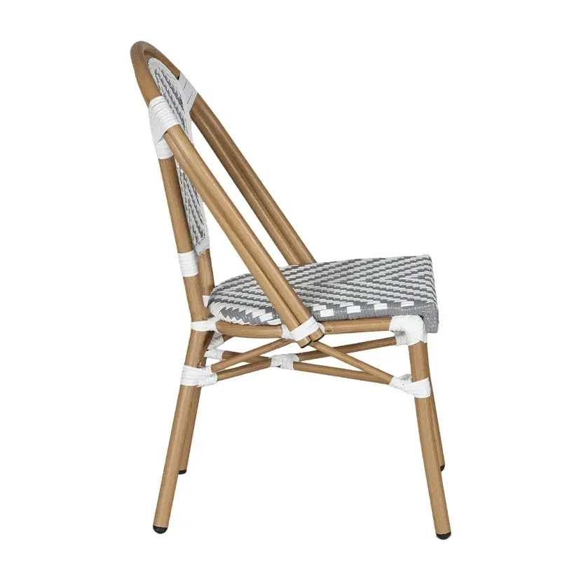 Chaise de bistrot RIVOLI - chevron blanc / gris