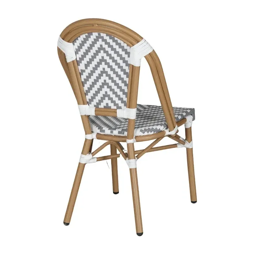 Chaise de bistrot RIVOLI - chevron blanc / gris