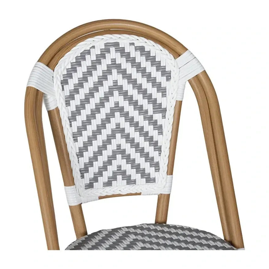 Chaise de bistrot RIVOLI - chevron blanc / gris