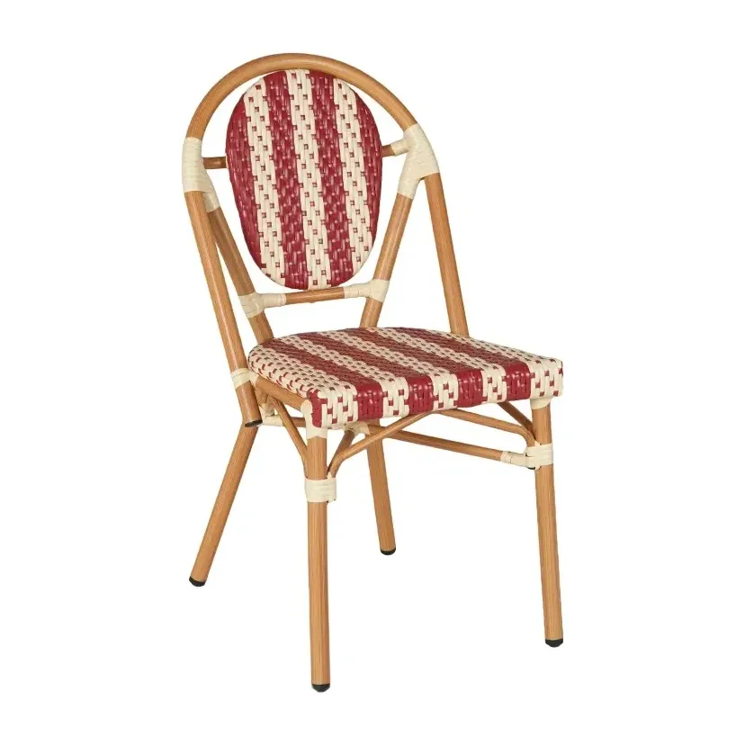 Chaise de bistrot OPERA - rayé blanc / rouge