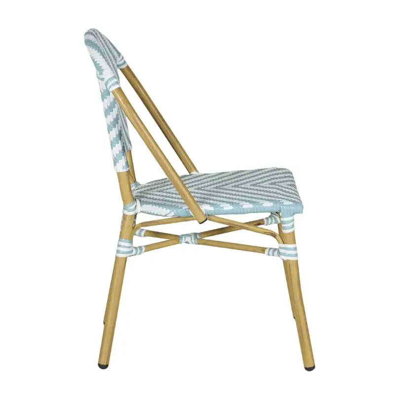 Chaise de bistrot BASTILLE - chevron bleu pastel / blanc / bleu