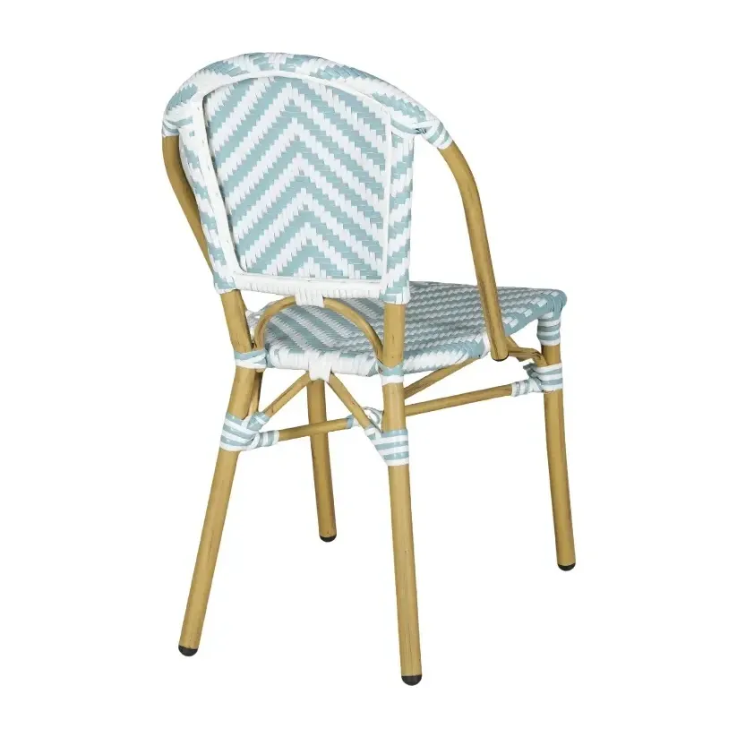 Chaise de bistrot BASTILLE - chevron bleu pastel / blanc / bleu