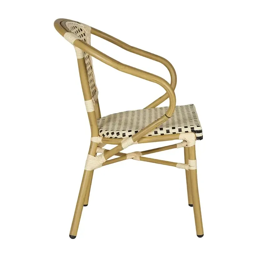 Fauteuil de bistrot MONTMARTRE - damier écru / noir / blanc