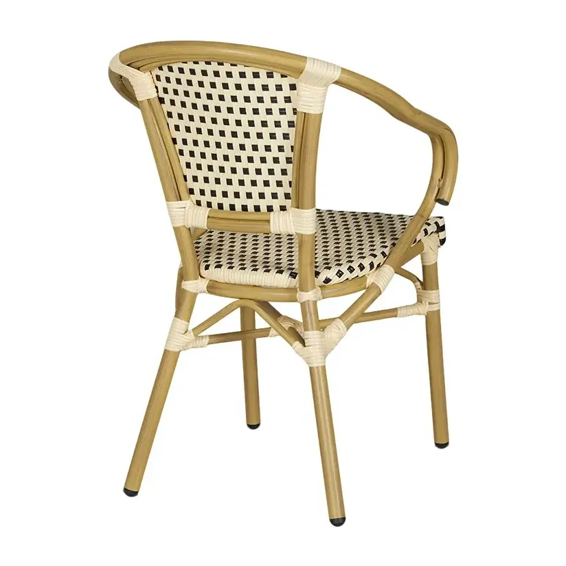 Fauteuil de bistrot MONTMARTRE - damier écru / noir / blanc