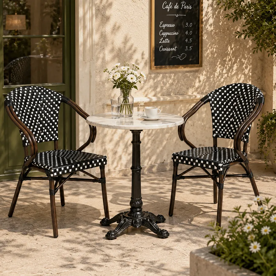 Fauteuil de bistrot SAINT-GERMAIN - losange blanc / noir