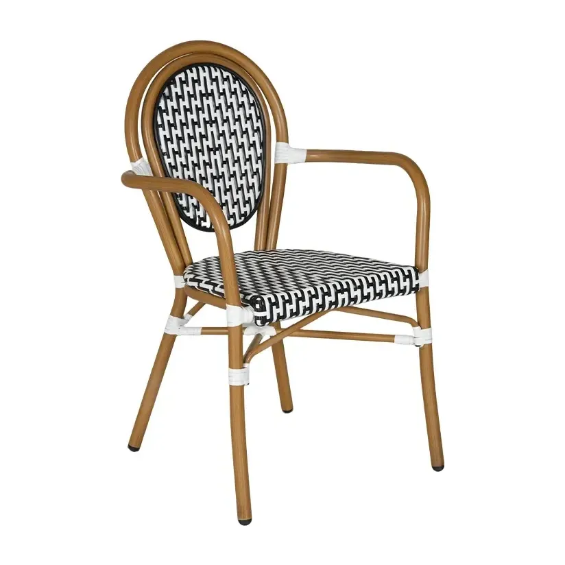 Fauteuil de bistrot MADELEINE - tressage noir / blanc