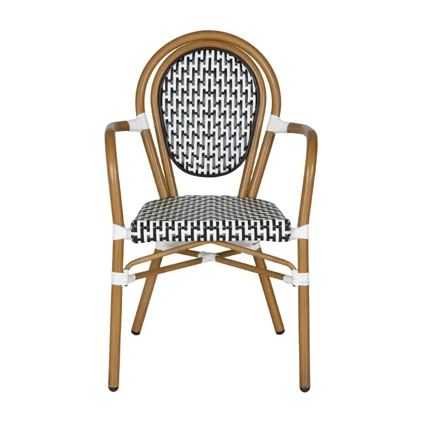 Fauteuil de bistrot MADELEINE - tressage noir / blanc