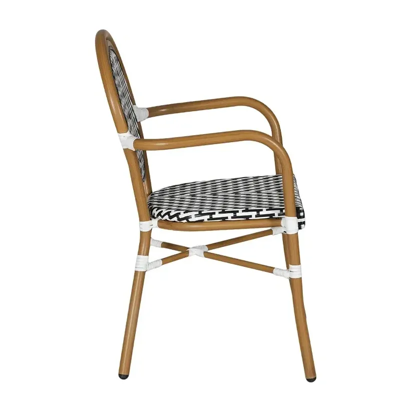 Fauteuil de bistrot MADELEINE - tressage noir / blanc