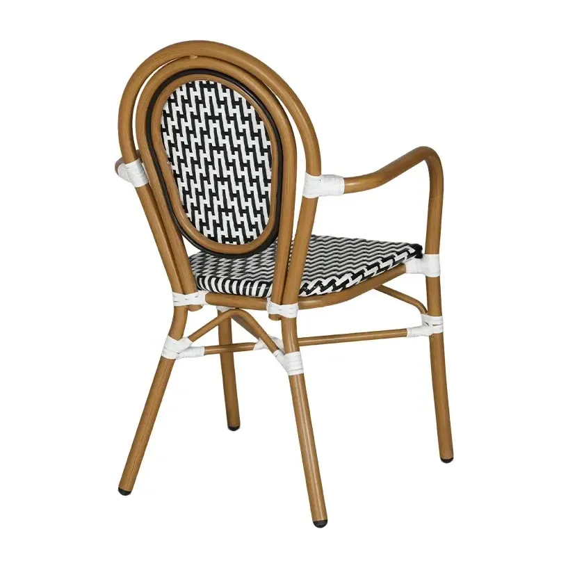 Fauteuil de bistrot MADELEINE - tressage noir / blanc