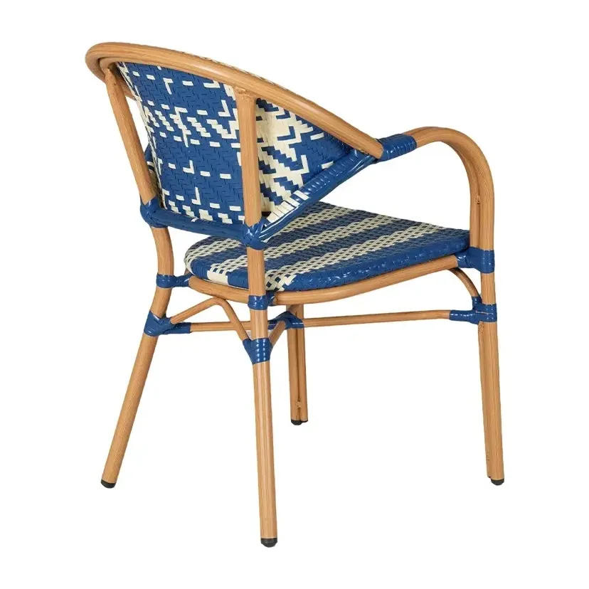 Fauteuil de bistrot DAUPHINE - tressage blanc / bleu