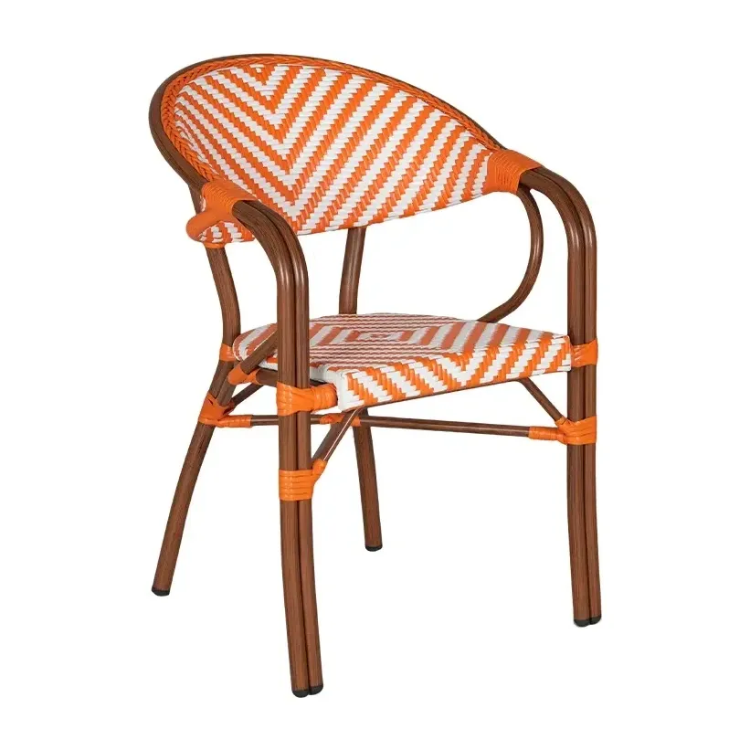 Fauteuil de bistrot PASSY - tressage blanc / orange