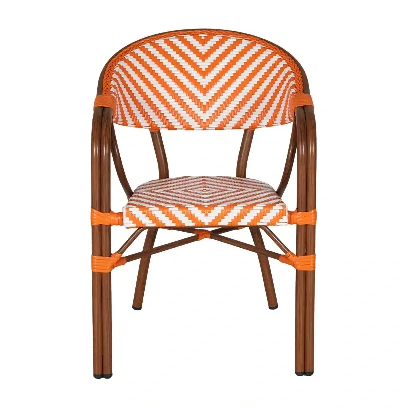 Fauteuil de bistrot PASSY - tressage blanc / orange