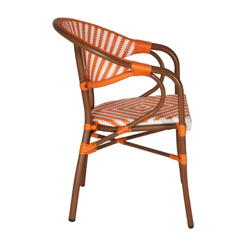 Fauteuil de bistrot PASSY - tressage blanc / orange