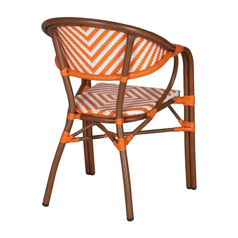 Fauteuil de bistrot PASSY - tressage blanc / orange