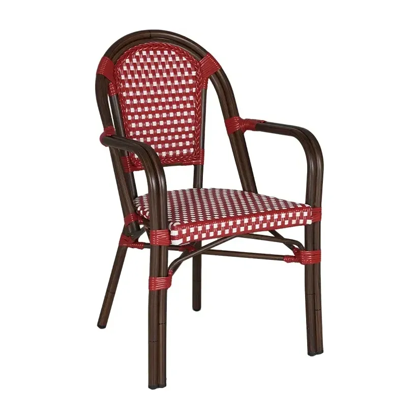 Fauteuil de bistrot AUTEUIL - damier blanc / rouge