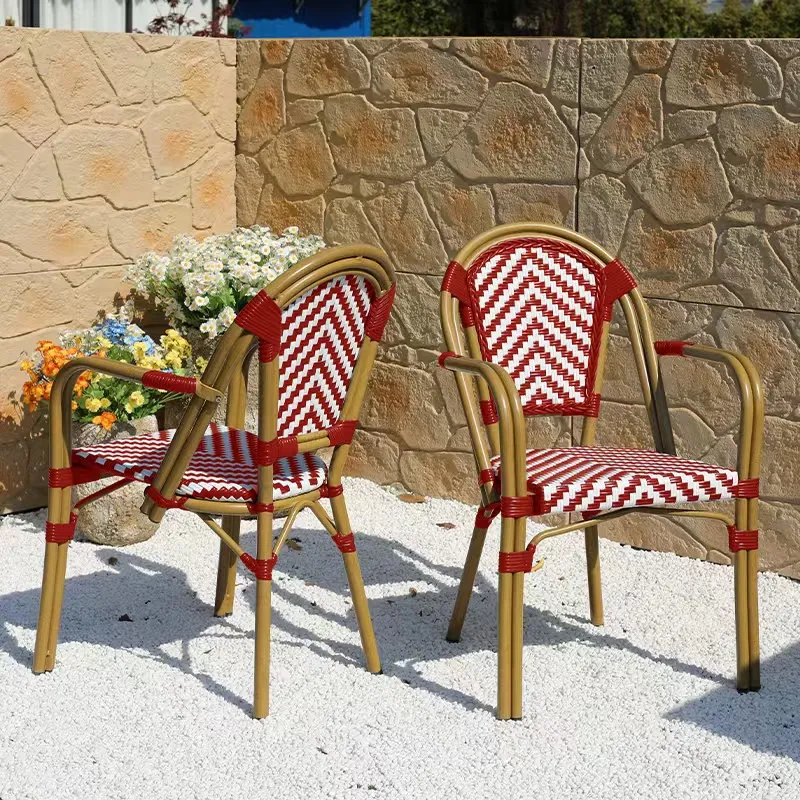 Fauteuil de bistrot AUTEUIL - damier blanc / rouge