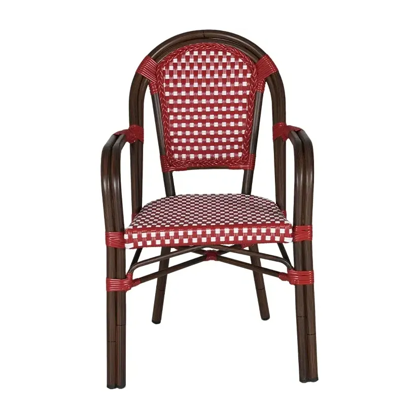 Fauteuil de bistrot AUTEUIL - damier blanc / rouge