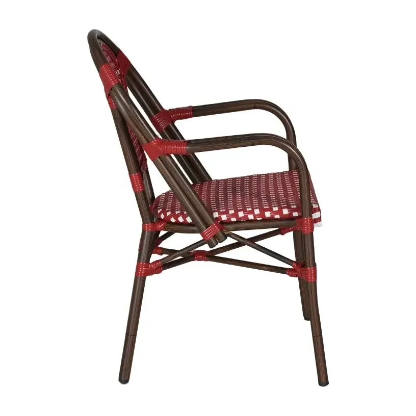 Fauteuil de bistrot AUTEUIL - damier blanc / rouge