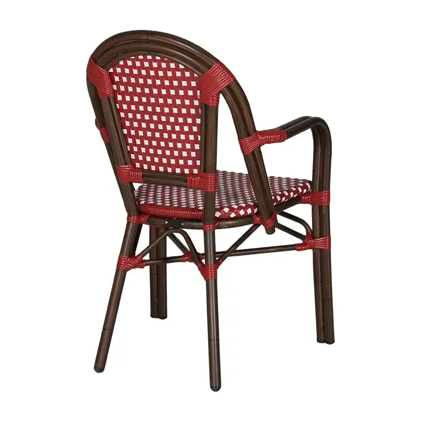 Fauteuil de bistrot AUTEUIL - damier blanc / rouge