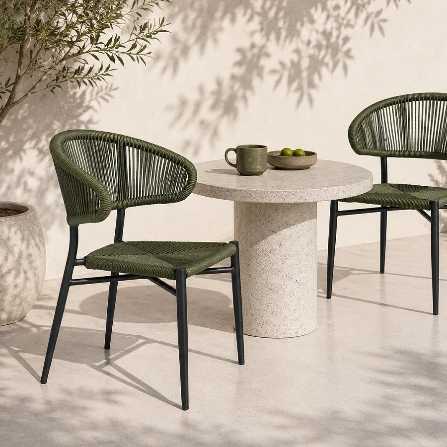 Chaise de bistrot ANTIBES - tressage vert