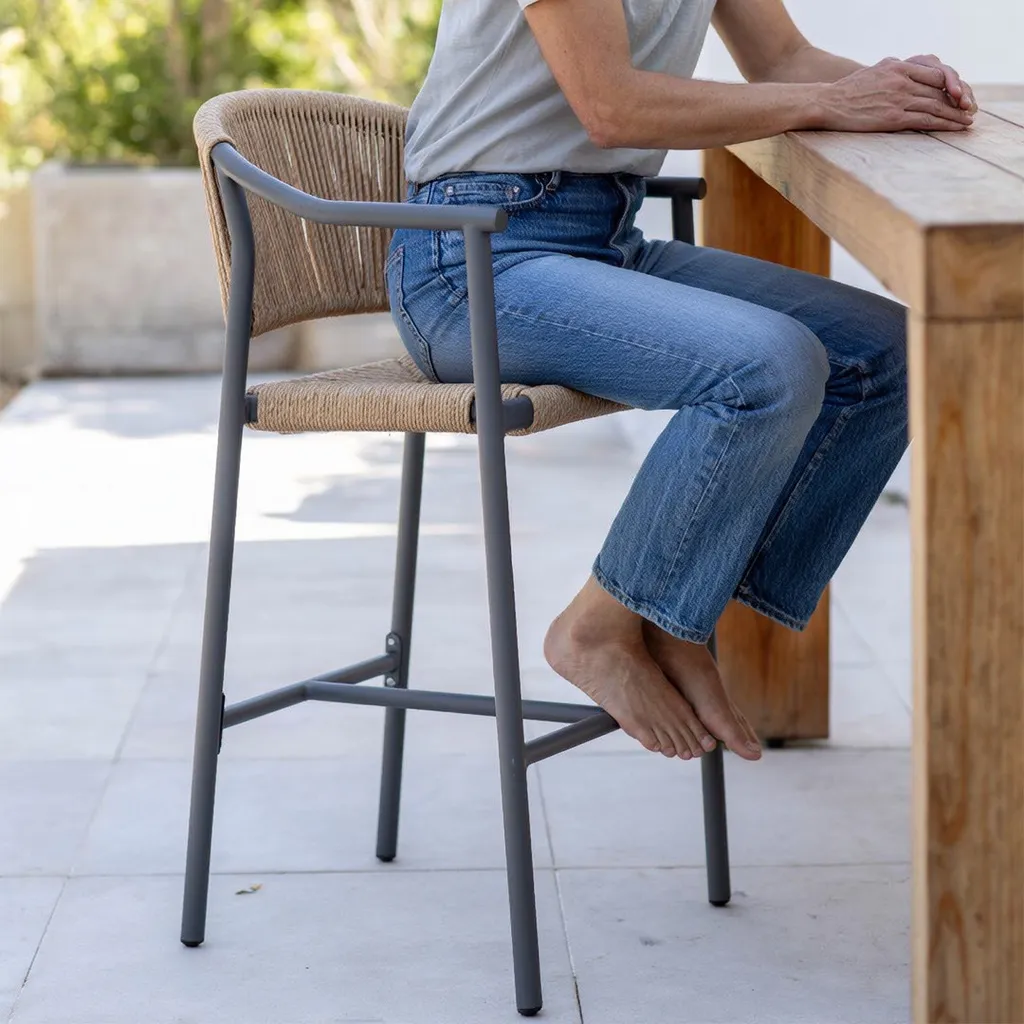Chaise de bistrot CASSIS - tressage gris / marron