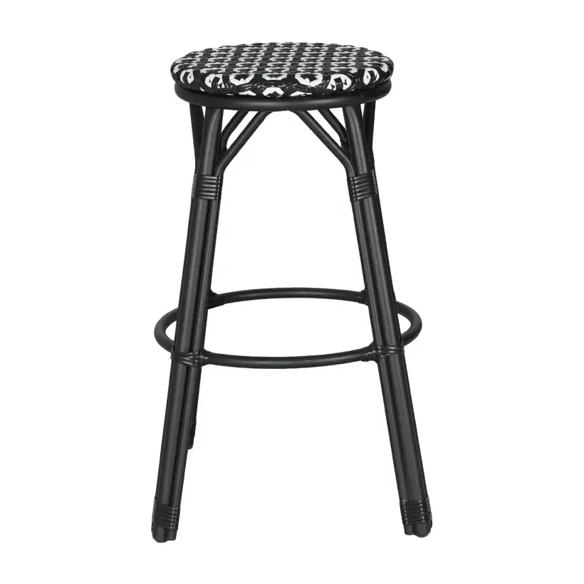 Chaise de bistrot BIARRITZ - tressage noir / blanc