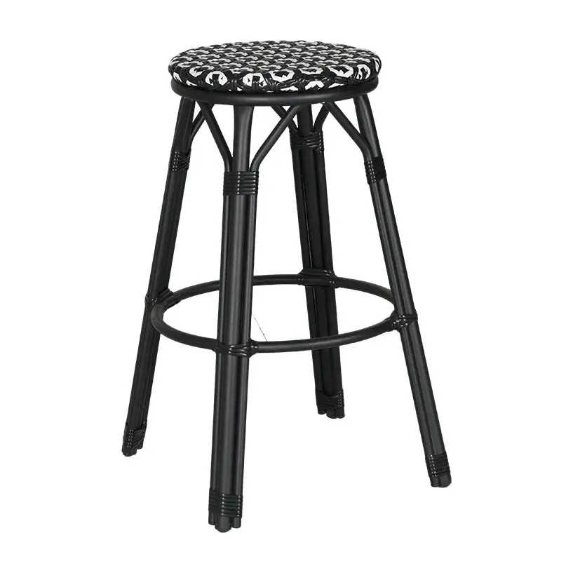 Chaise de bistrot BIARRITZ - tressage noir / blanc