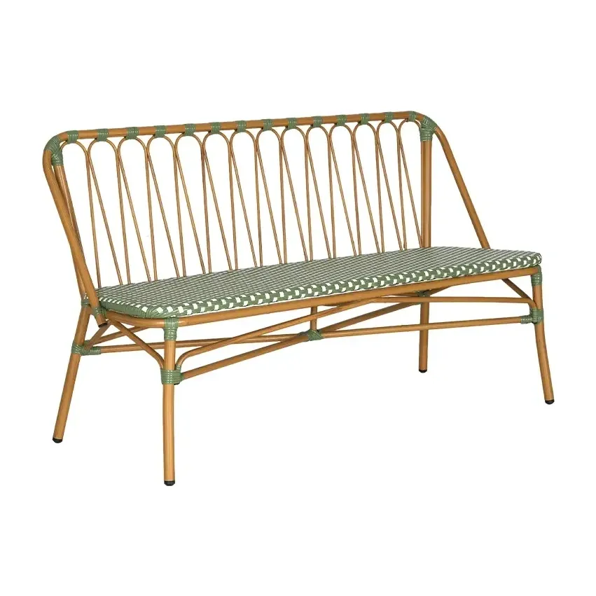 Chaise de bistrot HONFLEUR - damier vert sauge / blanc / rouge