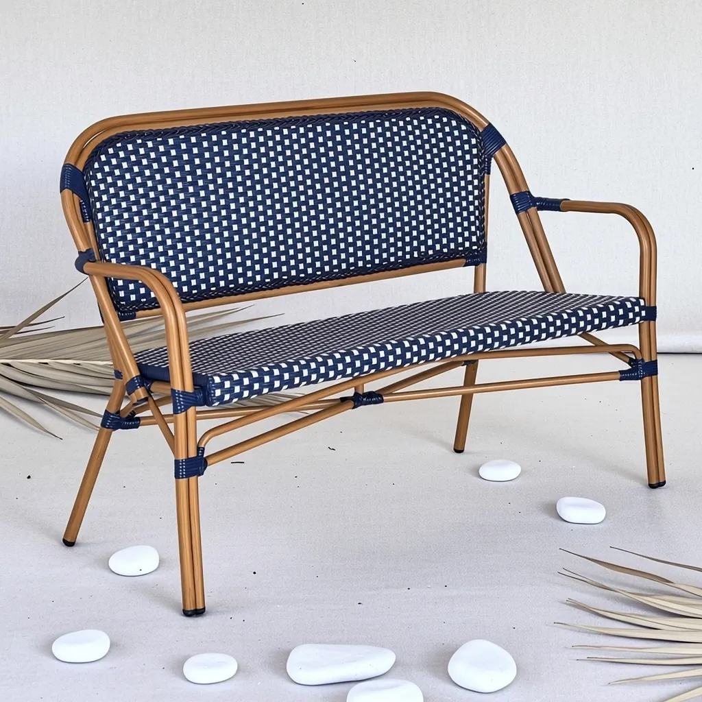 Chaise de bistrot ETRETAT - damier blanc / rouge / bleu