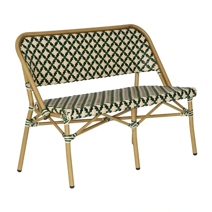 Chaise de bistrot DINARD - tressage vert émeraude / blanc crème / crème