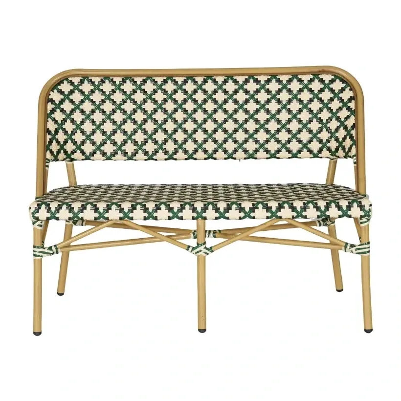 Chaise de bistrot DINARD - tressage vert émeraude / blanc crème / crème