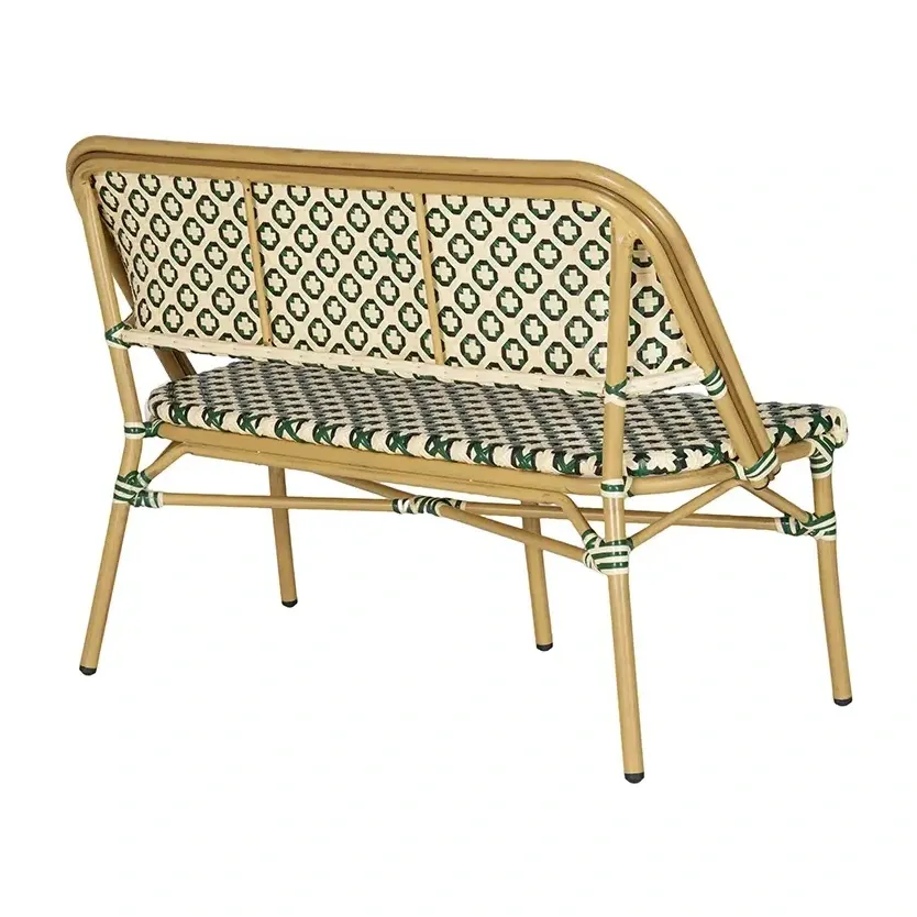 Chaise de bistrot DINARD - tressage vert émeraude / blanc crème / crème