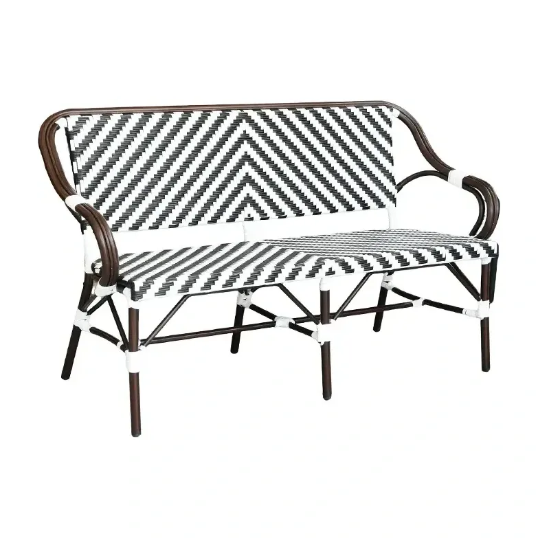Table de terrasse COMO - tressage noir / blanc