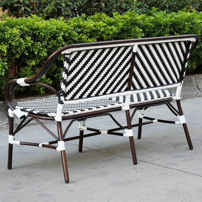 Table de terrasse COMO - tressage noir / blanc