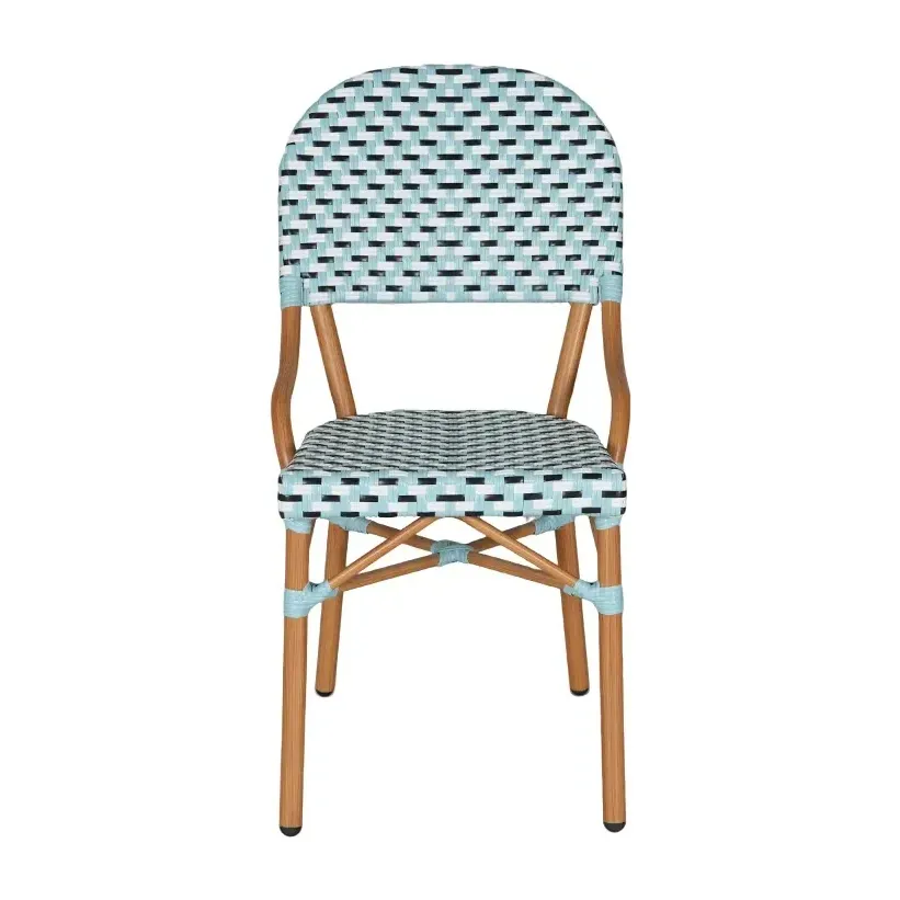 Chaise de bistrot RAVENNA - tressage noir / blanc / bleu