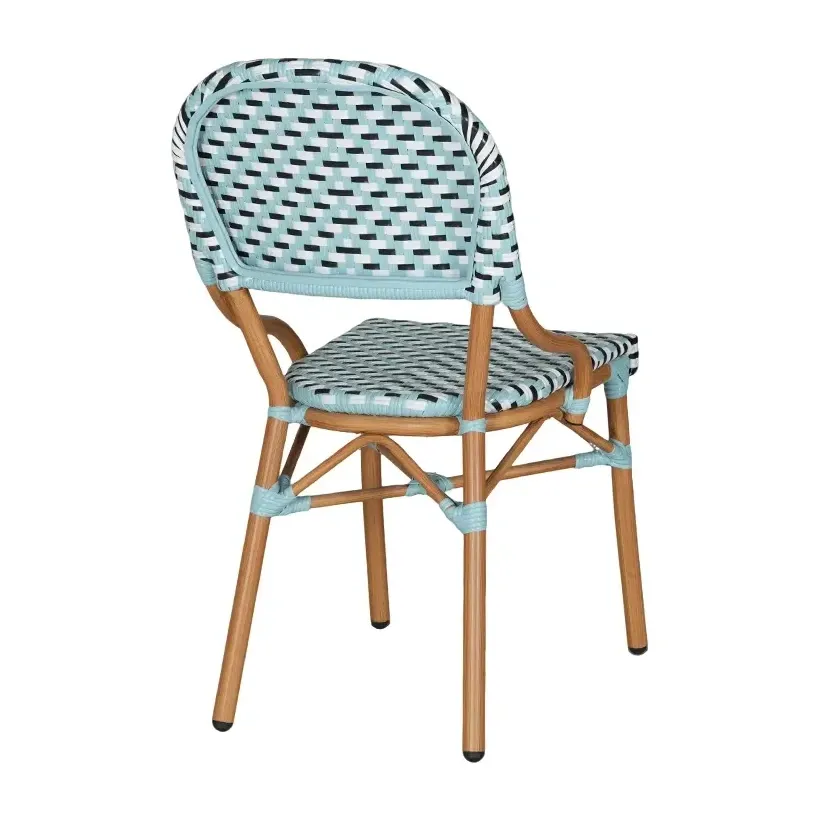 Chaise de bistrot RAVENNA - tressage noir / blanc / bleu