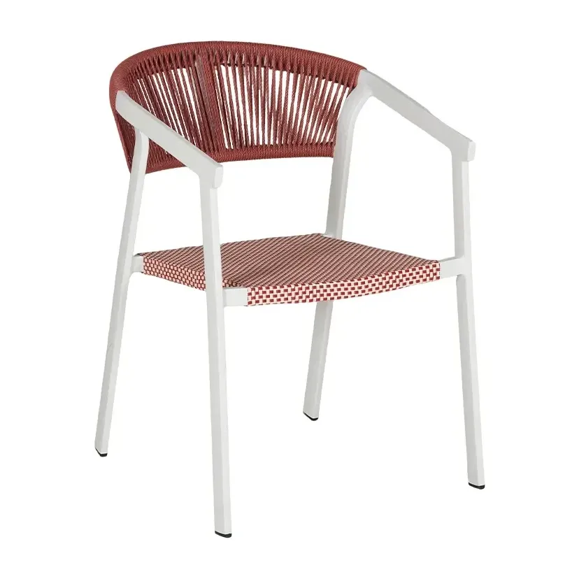 Fauteuil de bistrot BELLAGIO - tressage blanc / rouge