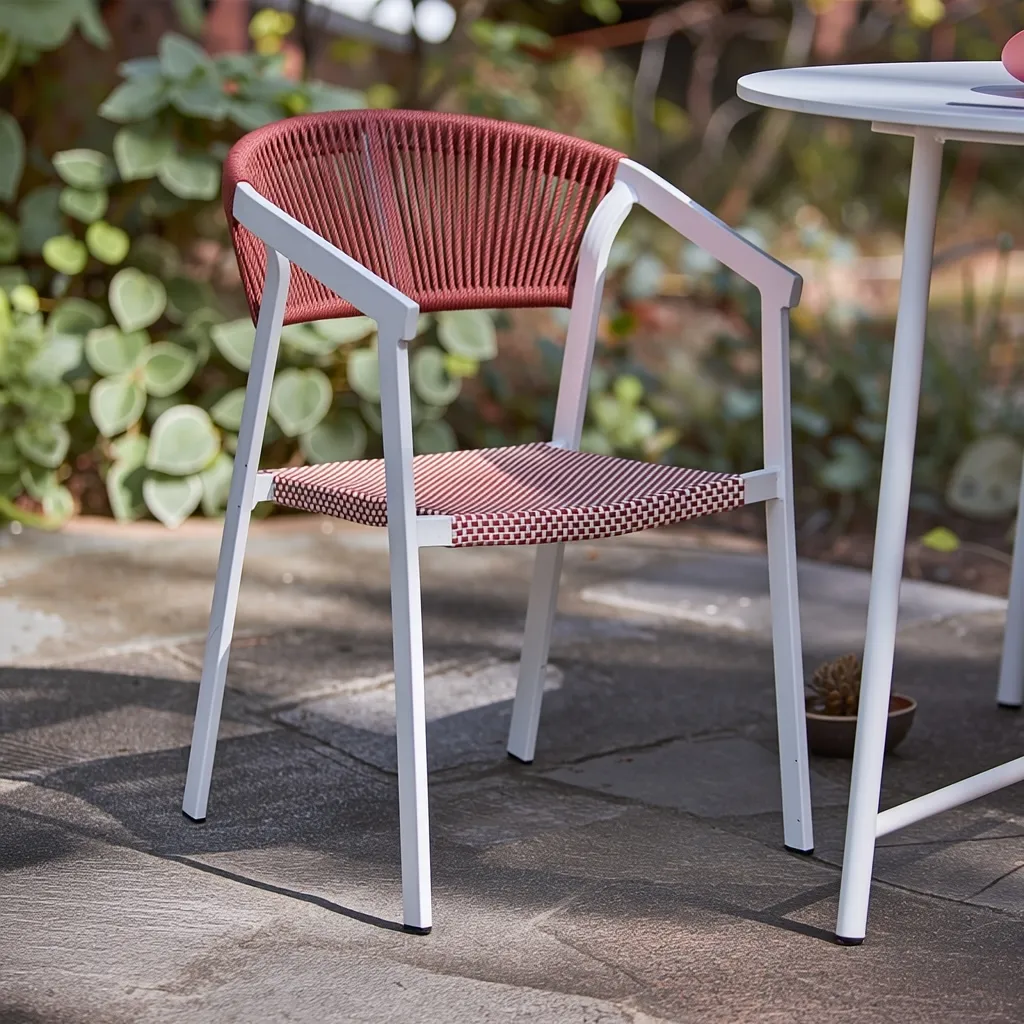 Fauteuil de bistrot BELLAGIO - tressage blanc / rouge