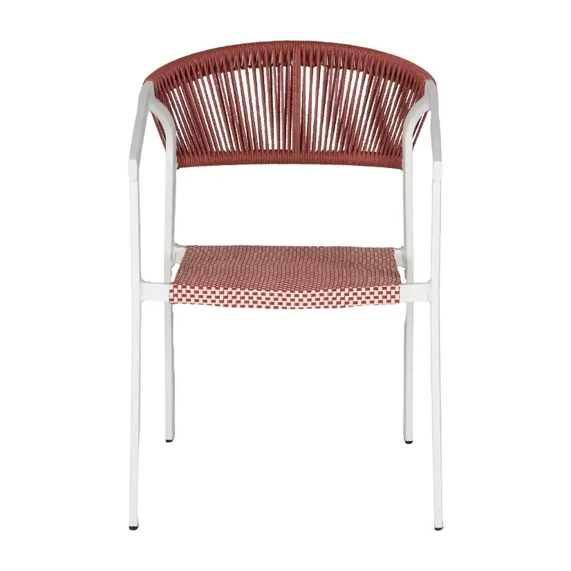 Fauteuil de bistrot BELLAGIO - tressage blanc / rouge