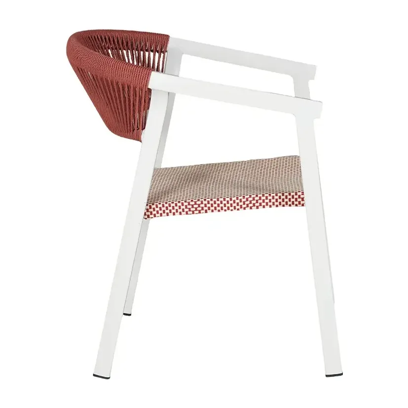 Fauteuil de bistrot BELLAGIO - tressage blanc / rouge