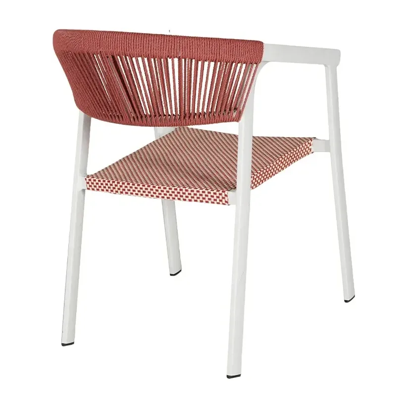 Fauteuil de bistrot BELLAGIO - tressage blanc / rouge