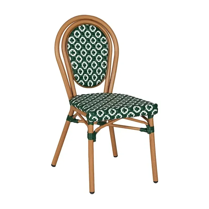 Chaise de bistrot SEVILLE - tressage blanc / vert
