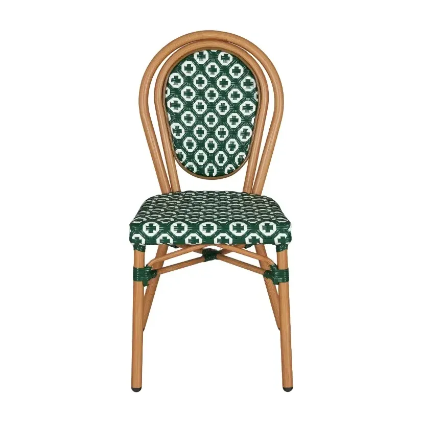 Chaise de bistrot SEVILLE - tressage blanc / vert