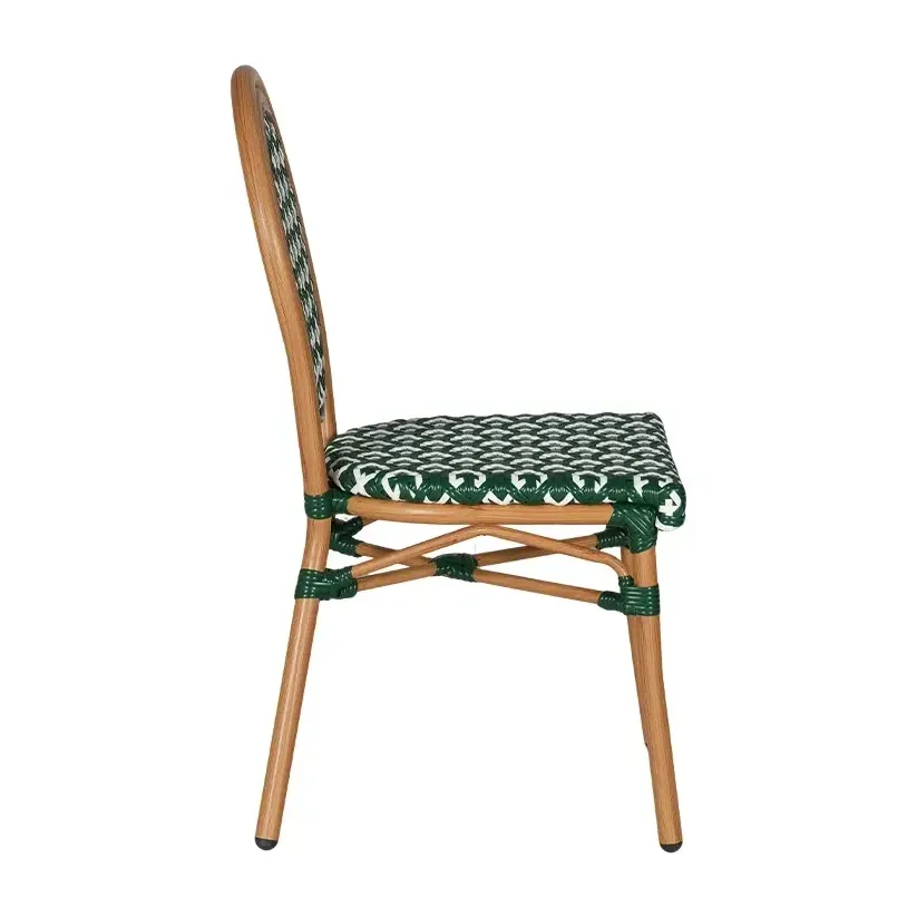 Chaise de bistrot SEVILLE - tressage blanc / vert