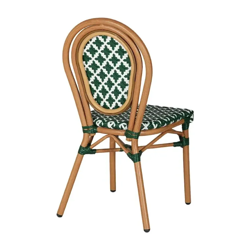 Chaise de bistrot SEVILLE - tressage blanc / vert