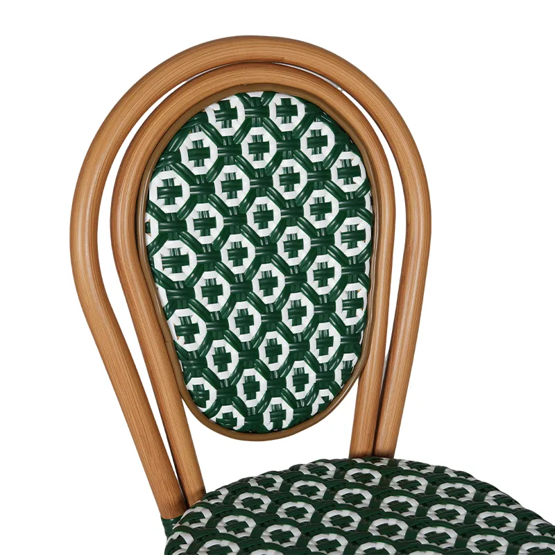 Chaise de bistrot SEVILLE - tressage blanc / vert