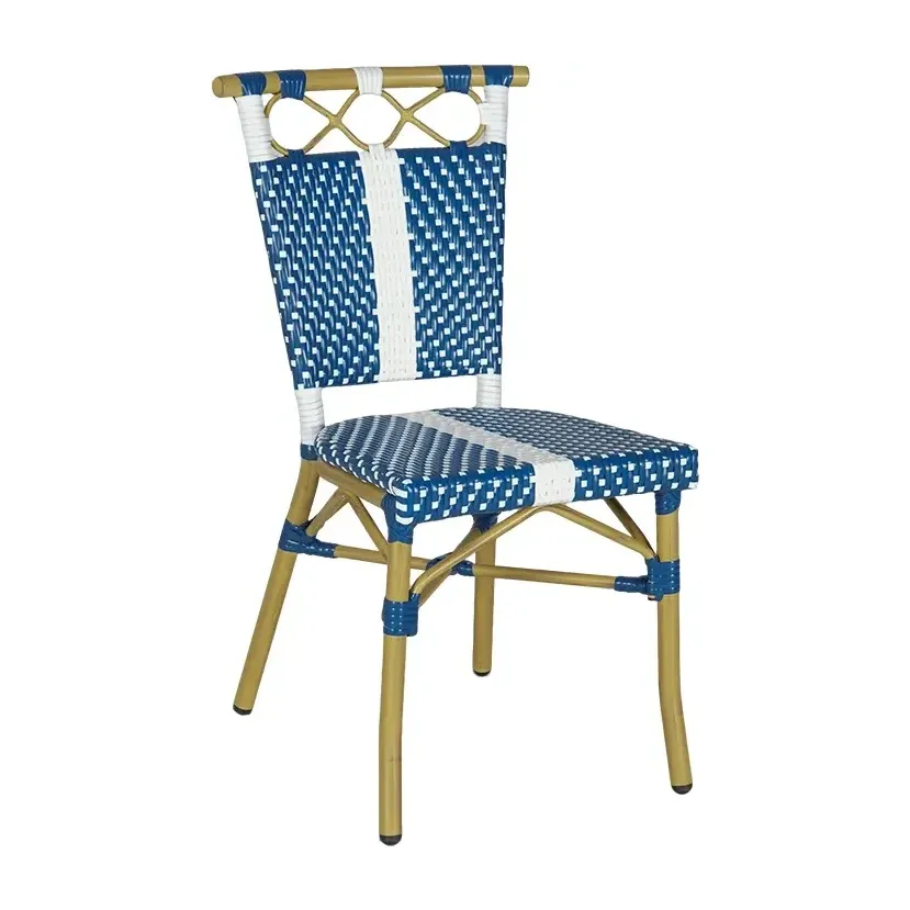 Chaise de bistrot IBIZA - rayé blanc / bleu