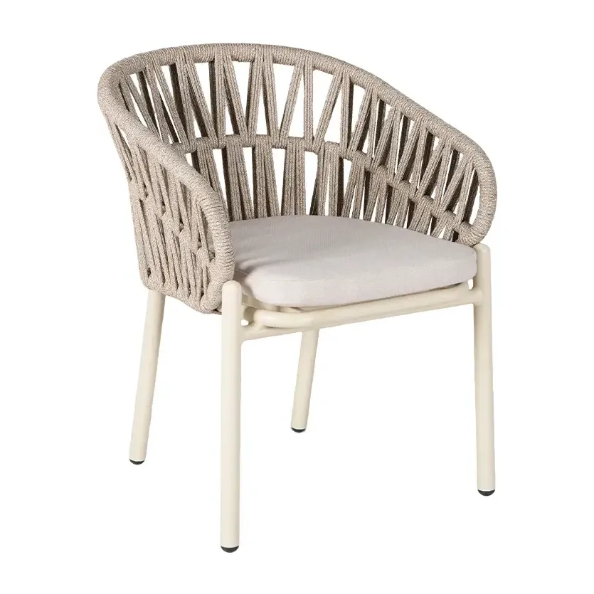 Fauteuil de terrasse NICE - tressage blanc crème / blanc