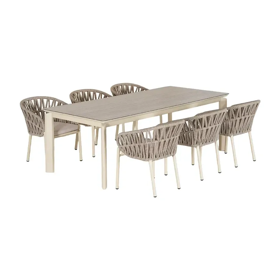 Fauteuil de terrasse NICE - tressage blanc crème / blanc